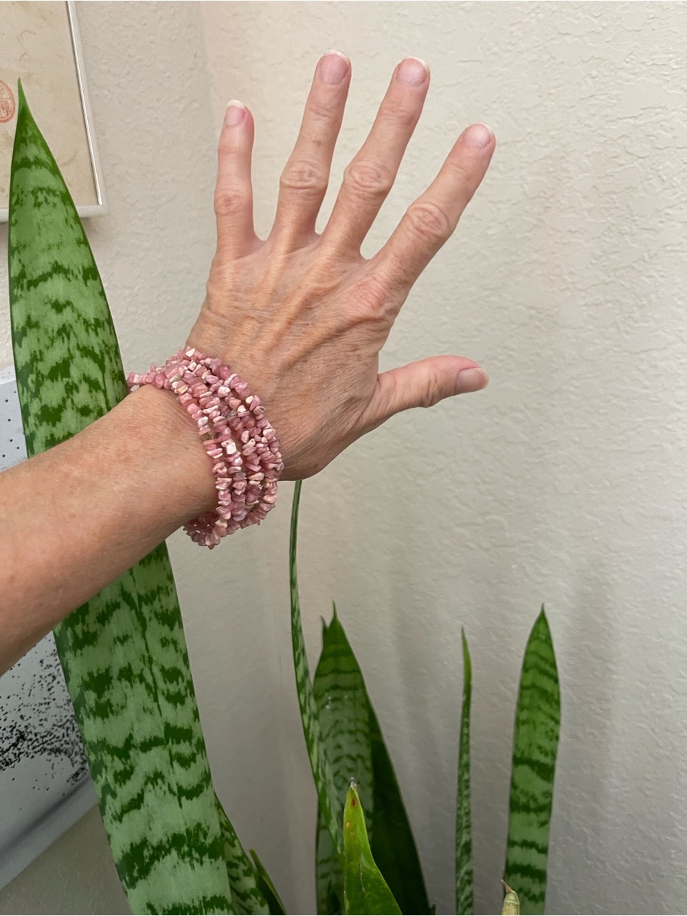 Rhodochrosite uncut raw, five strand Bracelet